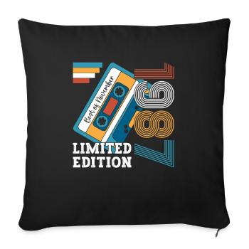 36e anniversaire novembre Vintage 1987 cassette - Housse de coussin décorative 45 x 45 cm - noir - Devant