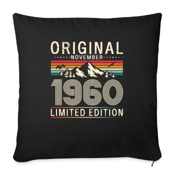 63e anniversaire Original Novembre Vintage 1960 - Housse de coussin décorative 45 x 45 cm - noir - Devant