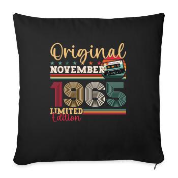 58th Birthday November Vintage 1965 Cassette Tape - Sofa pillowcase 17,3'' x 17,3'' (45 x 45 cm) - black - Front