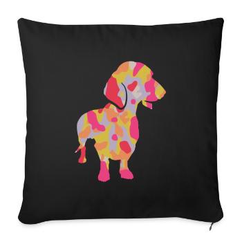 Dackel Hund Teckel Besitzerin Frauchen Dachshund - Sofakissenbezug 45 x 45 cm - Schwarz - Vorne