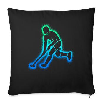 Joueur de hockey sur gazon Joueur de hockey Enfants Hockey Garçons - Housse de coussin décorative 45 x 45 cm - noir - Devant