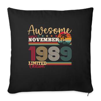 34th Birthday Husband November Vintage 1989 - Sofa pillowcase 17,3'' x 17,3'' (45 x 45 cm) - black - Front