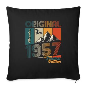 66th Birthday Original November Born 1957 - Sofa pillowcase 17,3'' x 17,3'' (45 x 45 cm) - black - Front