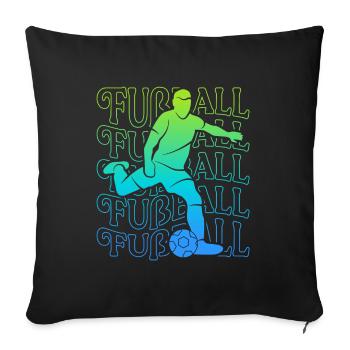 Football Vintage Joueur de Football Jeune Joueur de Football - Housse de coussin décorative 45 x 45 cm - noir - Devant