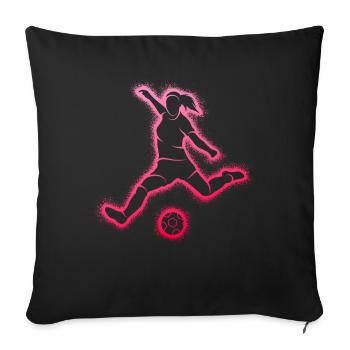 Football Joueur De Football Femme Joueur De Football Fille - Housse de coussin décorative 45 x 45 cm - noir - Devant