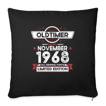55e anniversaire Vintage Novembre Millésime 1968 - Housse de coussin décorative 45 x 45 cm - noir - Devant