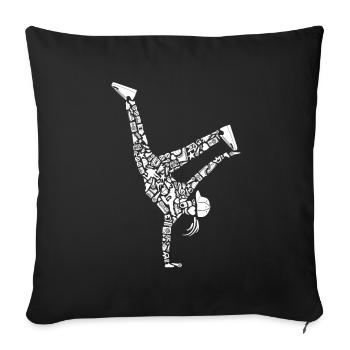 Breakdance Breakdancer Filles Femmes Breakdance - Housse de coussin décorative 45 x 45 cm - noir - Devant