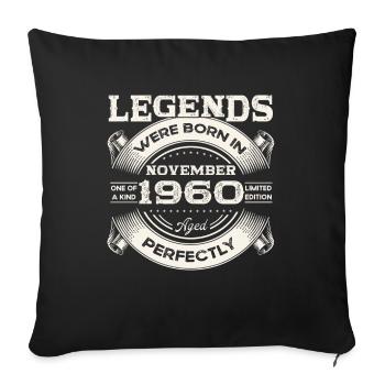 63rd Birthday Original November Vintage 1960 - Sofa pillowcase 17,3'' x 17,3'' (45 x 45 cm) - black - Front