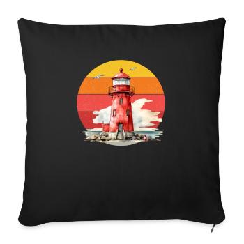 Lighthouse maritime in the North Sea Baltic Sea - Sofa pillowcase 17,3'' x 17,3'' (45 x 45 cm) - black - Front