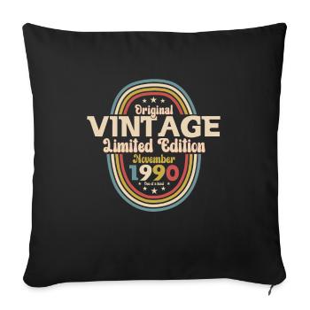 33rd Birthday Vintage November Vintage 1990 - Sofa pillowcase 17,3'' x 17,3'' (45 x 45 cm) - black - Front