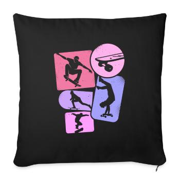 Skateboarder Girl Skater Frauen Skateboard Mädchen - Sofakissenbezug 45 x 45 cm - Schwarz - Vorne