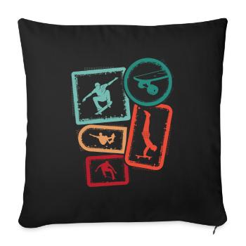 Skater Skateboarder Enfants Skateboard Garçons - Housse de coussin décorative 45 x 45 cm - noir - Devant