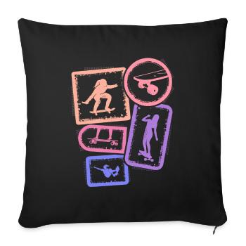 Skater Skateboarder Enfants Skateboard Fille - Housse de coussin décorative 45 x 45 cm - noir - Devant