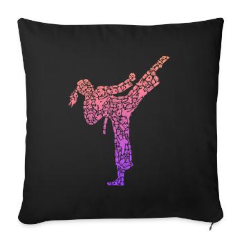 Karaté Fille Arts Martiaux Filles Femmes Taekwondo - Housse de coussin décorative 45 x 45 cm - noir - Devant