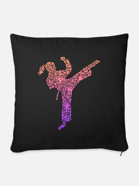 Karate Girl Kampfsportler Kinder Taekwondo Mädchen - Sofakissenbezug 45 x 45 cm - Schwarz