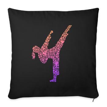 Karaté Fille Arts Martiaux Filles Femmes Taekwondo - Housse de coussin décorative 45 x 45 cm - noir - Devant