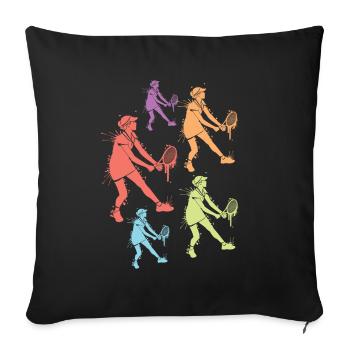 Joueur De Tennis Enfants Joueur De Tennis Fille - Housse de coussin décorative 45 x 45 cm - noir - Devant