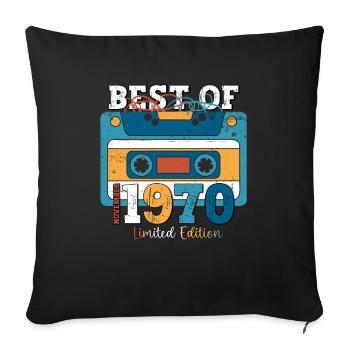 53e anniversaire Cassette novembre Vintage des années 1970 - Housse de coussin décorative 45 x 45 cm - noir - Devant