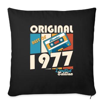 46e anniversaire Cassette novembre Vintage 1977 - Housse de coussin décorative 45 x 45 cm - noir - Devant