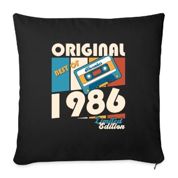 37e anniversaire Cassette Novembre Vintage 1986 - Housse de coussin décorative 45 x 45 cm - noir - Devant