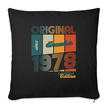 45e anniversaire Original Décembre Vintage 1978 - Housse de coussin décorative 45 x 45 cm - noir - Devant