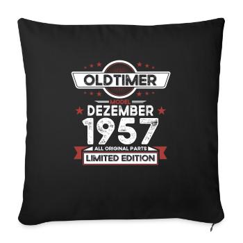 66. Geburtstag Oldtimer Dezember Jahrgang 1957 - Sofakissenbezug 45 x 45 cm - Schwarz - Vorne
