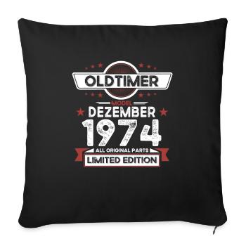 49th Birthday Classic Car December Vintage 1974 - Sofa pillowcase 17,3'' x 17,3'' (45 x 45 cm) - black - Front