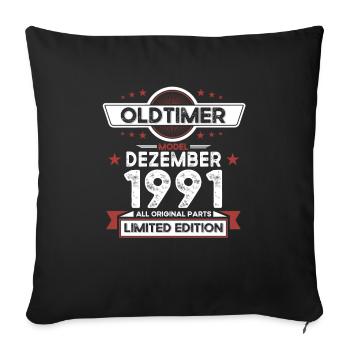 32. Geburtstag Oldtimer Dezember Jahrgang 1991 - Sofakissenbezug 45 x 45 cm - Schwarz - Vorne
