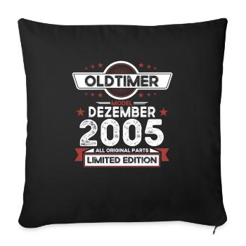 18. Geburtstag Oldtimer Dezember Jahrgang 2005 - Sofakissenbezug 45 x 45 cm - Schwarz - Vorne