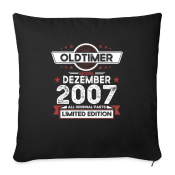 16. Geburtstag Oldtimer Dezember Jahrgang 2007 - Sofakissenbezug 45 x 45 cm - Schwarz - Vorne