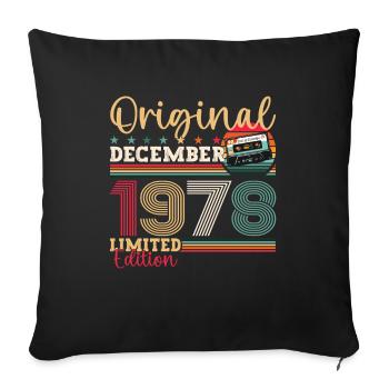 45e anniversaire Cassette décembre Vintage 1978 - Housse de coussin décorative 45 x 45 cm - noir - Devant