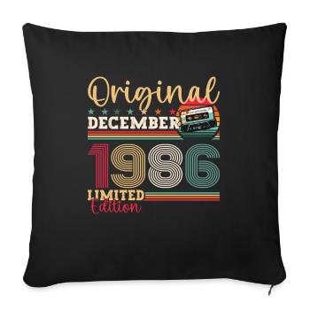 37e anniversaire Cassette décembre Vintage 1986 - Housse de coussin décorative 45 x 45 cm - noir - Devant
