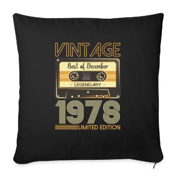 45e anniversaire Cassette décembre Vintage 1978 - Housse de coussin décorative 45 x 45 cm - noir - Devant