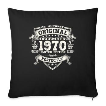 Décembre Vintage des années 1970 53e anniversaire Vintage - Housse de coussin décorative 45 x 45 cm - noir - Devant
