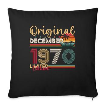 53ème Anniversaire Original Décembre Millésime 1970 - Housse de coussin décorative 45 x 45 cm - noir - Devant