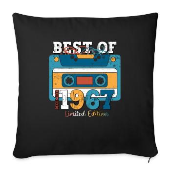 56th Birthday December Vintage 1967 Cassette Tape - Sofa pillowcase 17,3'' x 17,3'' (45 x 45 cm) - black - Front