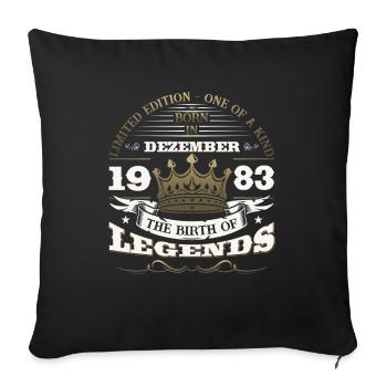 Décembre Vintage 1983 40e anniversaire légende - Housse de coussin décorative 45 x 45 cm - noir - Devant