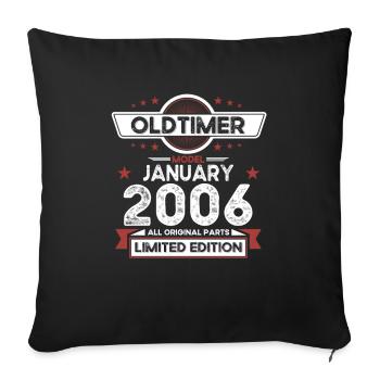 18. Geburtstag Oldtimer Januar Jahrgang 2006 - Sofakissenbezug 45 x 45 cm - Schwarz - Vorne