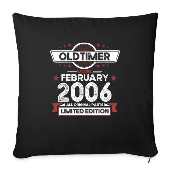 18. Geburtstag Oldtimer Februar Jahrgang 2006 - Sofakissenbezug 45 x 45 cm - Schwarz - Vorne