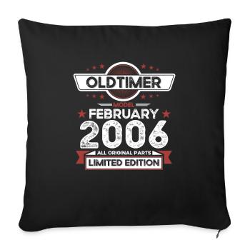 18. Geburtstag Oldtimer Februar Jahrgang 2006 - Sofakissenbezug 45 x 45 cm - Schwarz - Vorne