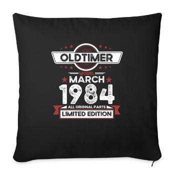 40th Birthday Vintage March Vintage 1984 - Sofa pillowcase 17,3'' x 17,3'' (45 x 45 cm) - black - Front