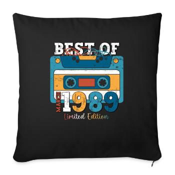 35th Birthday Man best of mars 1989 cassette - Housse de coussin décorative 45 x 45 cm - noir - Devant