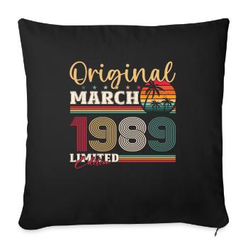 35e anniversaire mari mars Vintage 1989 cassette - Housse de coussin décorative 45 x 45 cm - noir - Devant