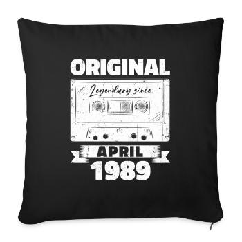 35e anniversaire mari avril Vintage 1989 Cassette - Housse de coussin décorative 45 x 45 cm - noir - Devant