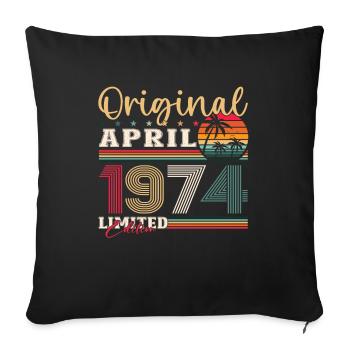 50th Birthday Husband Original April Vintage 1974 - Sofa pillowcase 17,3'' x 17,3'' (45 x 45 cm) - black - Front