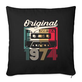 50th Birthday Husband Cassette April Vintage 1974 - Sofa pillowcase 17,3'' x 17,3'' (45 x 45 cm) - black - Front
