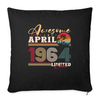 60e anniversaire mari avril Vintage 1964 génial - Housse de coussin décorative 45 x 45 cm - noir - Devant