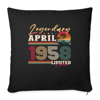 66th Birthday Man Legend April Vintage 1958 - Sofa pillowcase 17,3'' x 17,3'' (45 x 45 cm) - black - Front