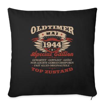 80e anniversaire homme Vintage Mai Vintage 1944 - Housse de coussin décorative 45 x 45 cm - noir - Devant