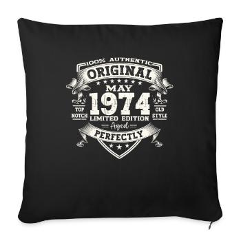 Anniversaire 1974 Mai 1974 Millésime 1974 Légende 74 - Housse de coussin décorative 45 x 45 cm - noir - Devant